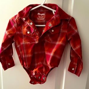 Red and orange wrangler onesie. 3-6 months. NWOT.